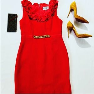 2/$36 Studio I Ruffled Dress Red Petite